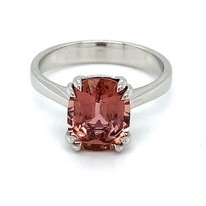 Rubellite 4.30ct Solid 14K White Gold Ring